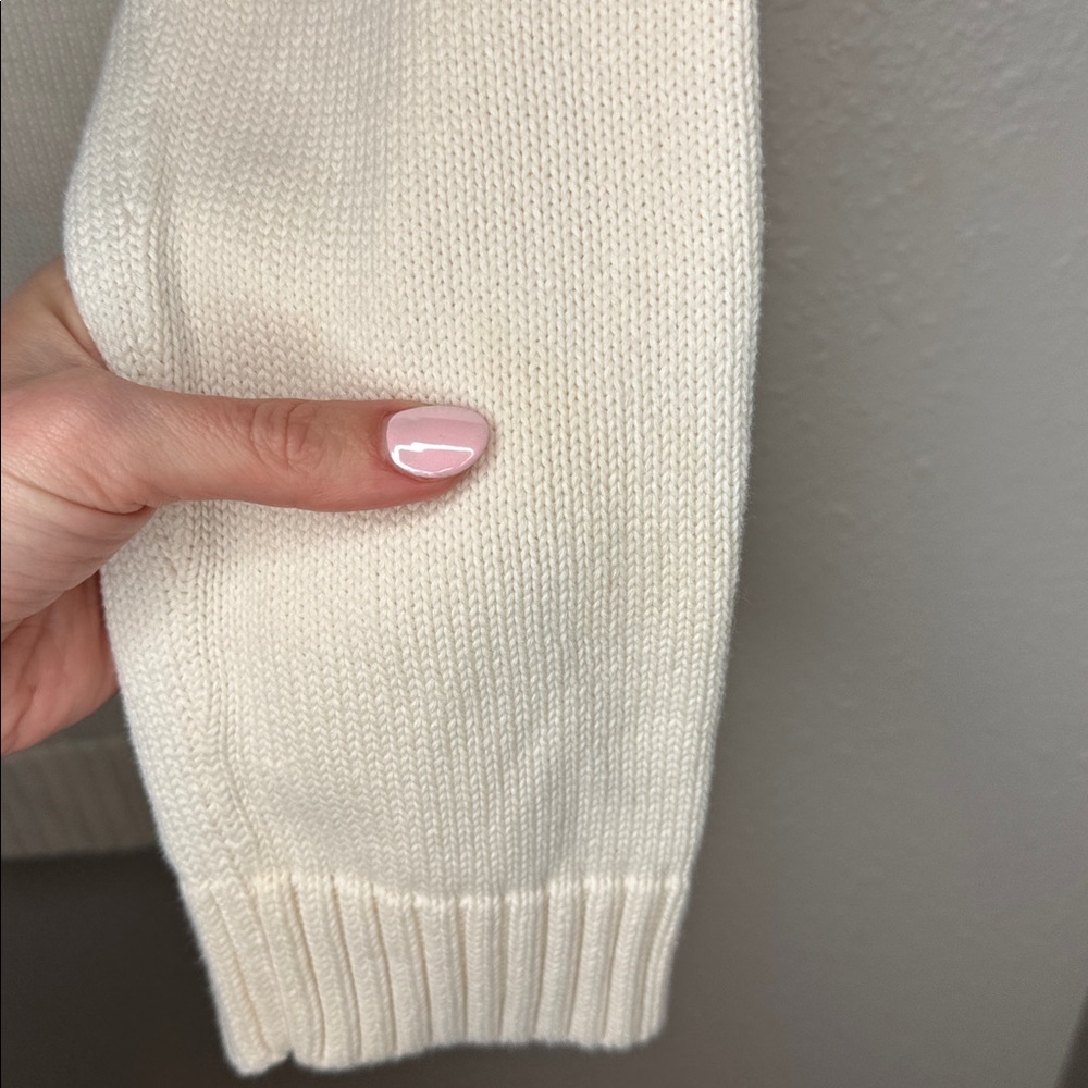 Lauren Ralph Lauren Ivory Cream Double-Breasted Cardigan Sweater 100% Cotton - M - Picture 16 of 16